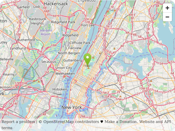 Map of Manhattan and 5-mile delivery radius